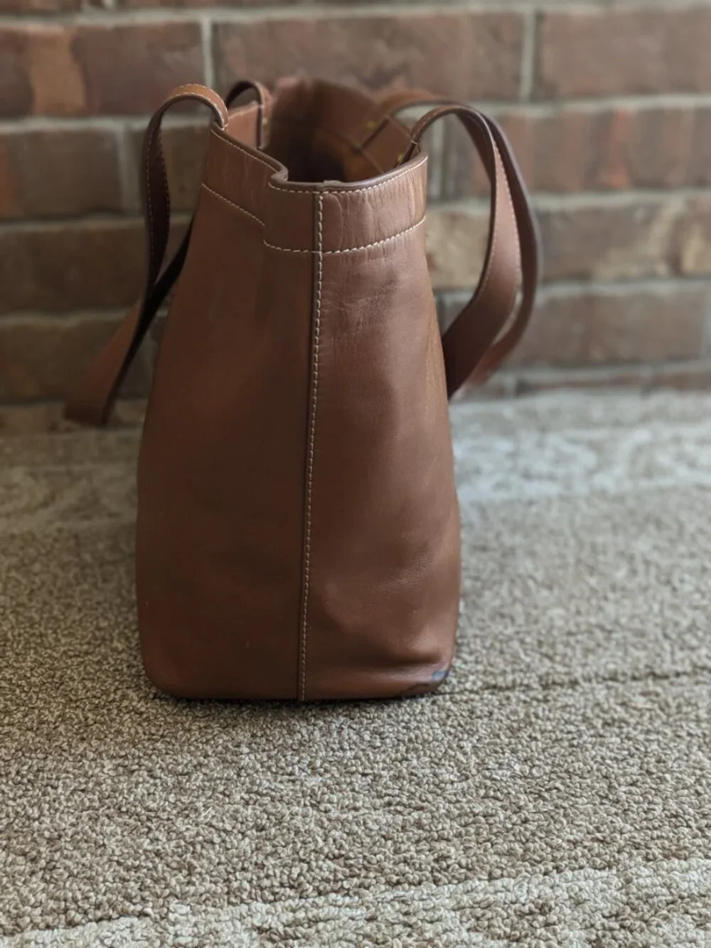 SHINOLA The Pocket East West Tote Leather Tan Cognac Brown Shoulder Bag Purse